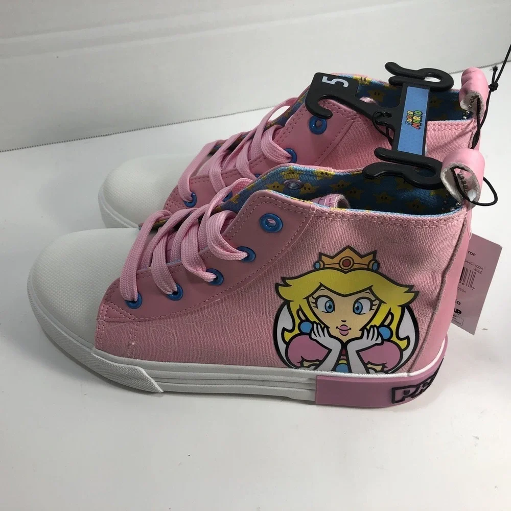 Nintendo Super Mario Princess Peach Pink High Top‎ Sneakers Girls Size 5